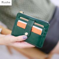 RUOHE เคสการ์ดอเนกประสงค์แบบเรียบง่ายหนัง PU แฟชั่นบางเฉียบกระเป๋าใส่บัตรเครดิตกระเป๋าสตางค์ใบสั้น Dompet Koin กระเป๋าคลัตช์ขนาดเล็ก