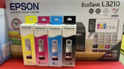 หมึกพรีเมี่ยม (Premium Ink) สำหรับเติม Epson Printer 1ชุด มี  4สี สำหรับเติม Epson L1210/L3210/L3250/L4260/L5290/L6270/L6290