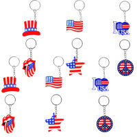 Leetshop 12pcs Key Rings พวงกุญแจธงชาติอเมริกันของที่ระลึก USA Flag เชนเชนส์ 4th ของเดือนกรกฎาคมจี้