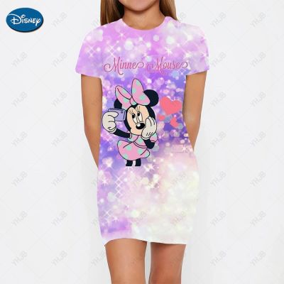 Summer Girls Disney Princess Series Slim Tight Dress Print Fashion Cute Girl Party Play Dress 2023 New Childrens Dress