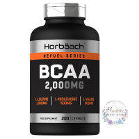 BCAA 2000 mg 200 Capsules L-Leucine L-Isoleucine L-Valine Amino Horbaach