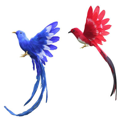 Artificial Bird Feathers Plastic Figurine Landscape Ornament Garden Decor Christmas DIY Halloween, 28 * 5 * 3cm