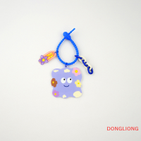 DONGLIONG พวงกุญแจกระจกลายตารางหลายสีพวงกุญแจป้ายชื่อแบบทำมือสำหรับใส่กระเป๋าเดินทางป้ายใส่กระดาษอุปกรณ์เสริมพวงกุญแจ