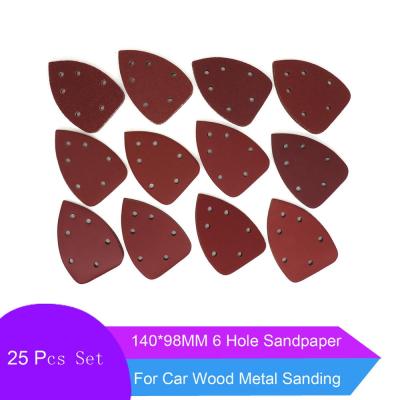25 PCS 140*98*mm 6Hole Sanding Sheets Triangle Mouse Detail Sandpaper Hook &amp; Loop  Grits Abrasive Sanding Disc For Wood Sanding Cleaning Tools