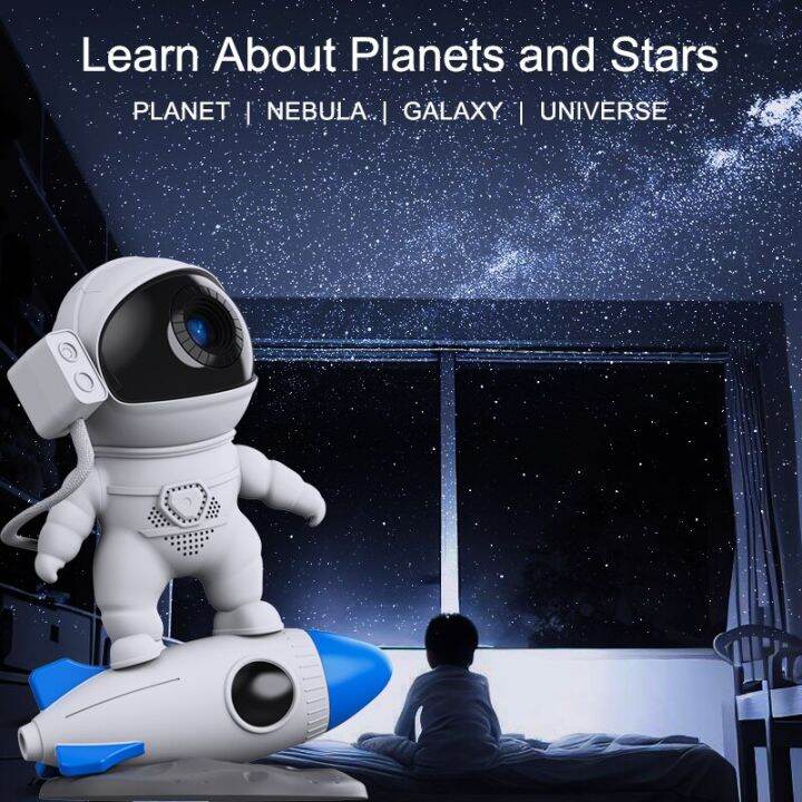 rocket-astronaut-galaxy-star-projector-light-360-หมุนเดสก์ท็อปตกแต่งห้องนอนบรรยากาศ-light-star-projector