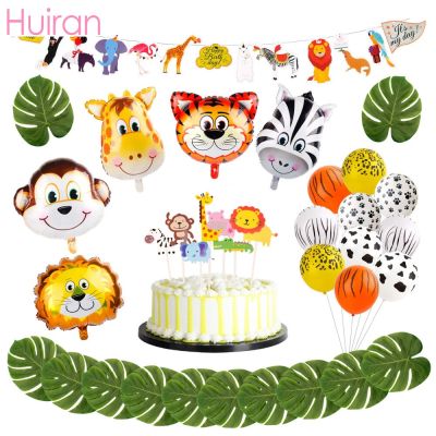 Huiran Happy Birthday Balloons Birthday Party Decor Kids Animal Number Baloon Safari Jungle Party Birthday Party Supplies Ballon Balloons