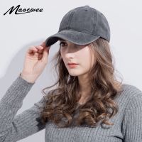 [Hat vendor]ผ้าฝ้ายฟอกสี2018หมวกเบสบอลสแนปแบ็กสีทึบผู้หญิงผู้ชายหมวกคุณพ่อใส่ได้ทุกเพศคู่ที่มีคุณภาพสูงฮิปฮอปหมวก Trucker