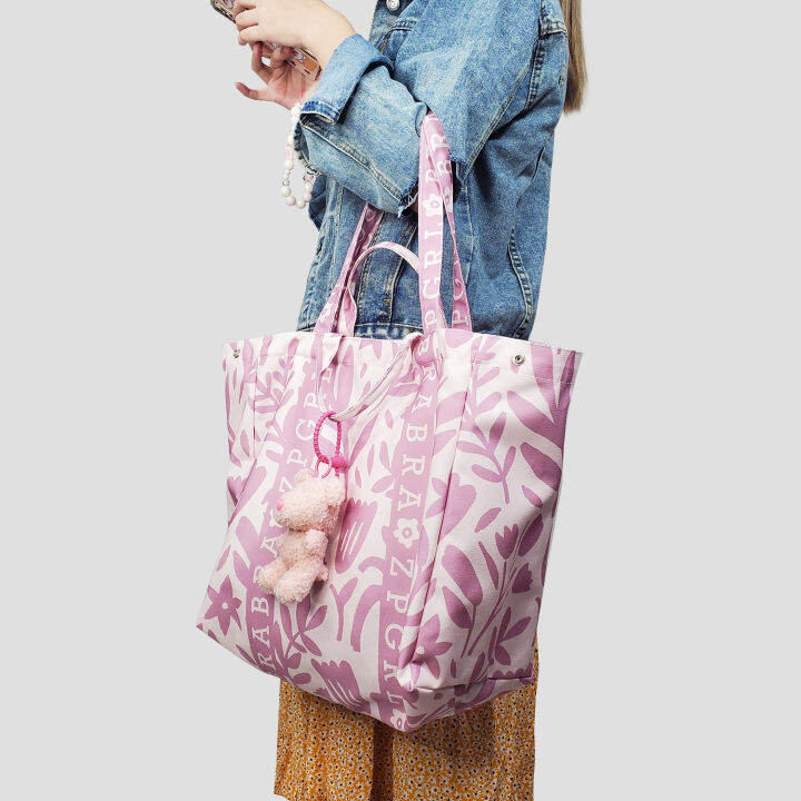 lilly-bag-กระเป๋าผ้าแคนวาสรุ่น-lilly-กระเป๋าสะพายผู้หญิงใบใหญ่-ติดกระดุมข้างปรับทรงได้-สายหิ้วได้-2-แบบ