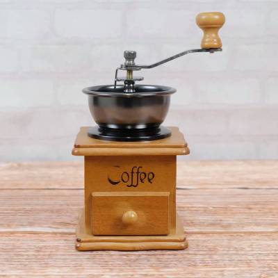 เครื่องบดเมล็ดกาแฟ เครื่องบดกาแฟ Coffee Grinder แบบมือหมุน สแตนเลส (กล่องไม้คลาสสิค คละสี )