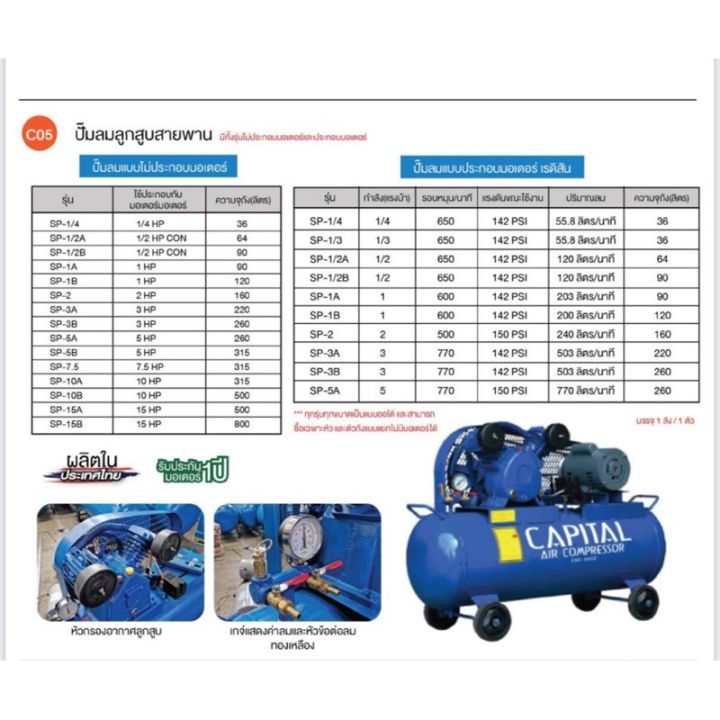 ปั๊มลมคาปิทอล-capital-1แรง-2-สายมอเตอร์เรดิสัน-ขนาดถัง-90ลิตร-มอเตอร์รับประกัน-1ปี