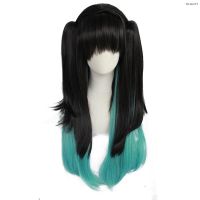 ? วิกผม cos Blade of ghost out through all lang XiaZhu blue-green cos blend in the ramp black wig