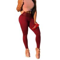 【CW】 Women 39;s Color Wine Leggings Hight Waist Ankle Length