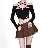 【CW】 GothDesigner dark Fake two-piece women 39;s skirtletter jk street pleatedgothic vintage miniSummer