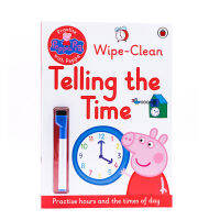 Original English version Peppa Pig: Practise with Peppa: Wipe-Clean Telling the Time piggy page pink pig sister and Paige together to know time Pepe pig