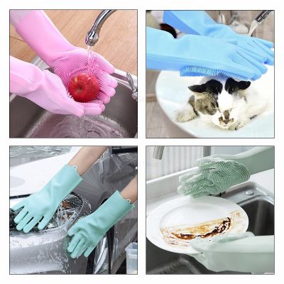 Food Grade Dishwashing Cleaning Magic Rubber for Household Scrubber Kitchen Clean Tool gloves work washing Safety Gloves