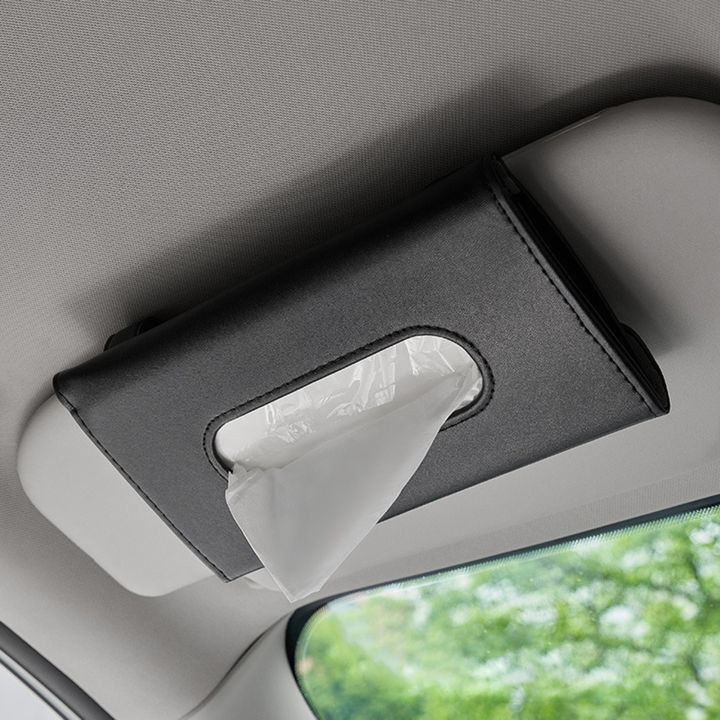pangxc-ที่วางผ้าขนหนูกระดาษในรถยนต์ประหยัดพื้นที่-tempat-tisu-kotak-mobil-tempat-tisu-mobil-สองวัตถุประสงค์สำหรับบ้านและยานพาหนะวัสดุหนังเทียมใช้เก็บเนื้อเยื่อของคุณมีประโยชน์ในขณะขับรถเหมาะกับที่บังร