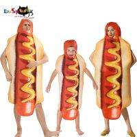 Mens Funny 3D Print Sausage Jumpsuit Food Hot Dog Costumes Kids Halloween Costume Adult Festival Family Matching Fancy Dress