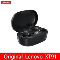 Lenovo ชุดหูฟังบลูทูธไร้สาย Xt91ของแท้พร้อมการควบคุมสเตอริโอไมโครโฟนเบส Ai การเล่นเกมลดเสียงรบกวน