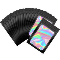 100 With Eyelash Clear Electronics Bag Holographic Window For Resealable Packaging Pouch Storage Pieces Smell Mylar