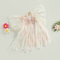 0-4Y Girls Sweet Dress Baby Summer Clothing Kids Fly Sleeve Floral Embroidery Lace Tutu Dress Toddler Princess Dresses Sundress  by Hs2023