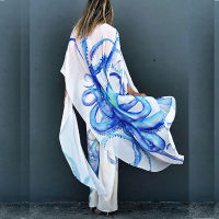 New Cover-up Boho Style Print Chiffon Tunic y Bathing Suit Cover-ups Plus Size Beachwear Kimono Dress Women Swimsuit Cover Up