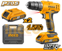 INGCO สว่านไร้สาย 20v รุ่น CDLI20012 (A) แถมแบตเตอรี่ 2ก้อน ดอกไขควง 1อัน Lithium-Ion cordless drill 20V