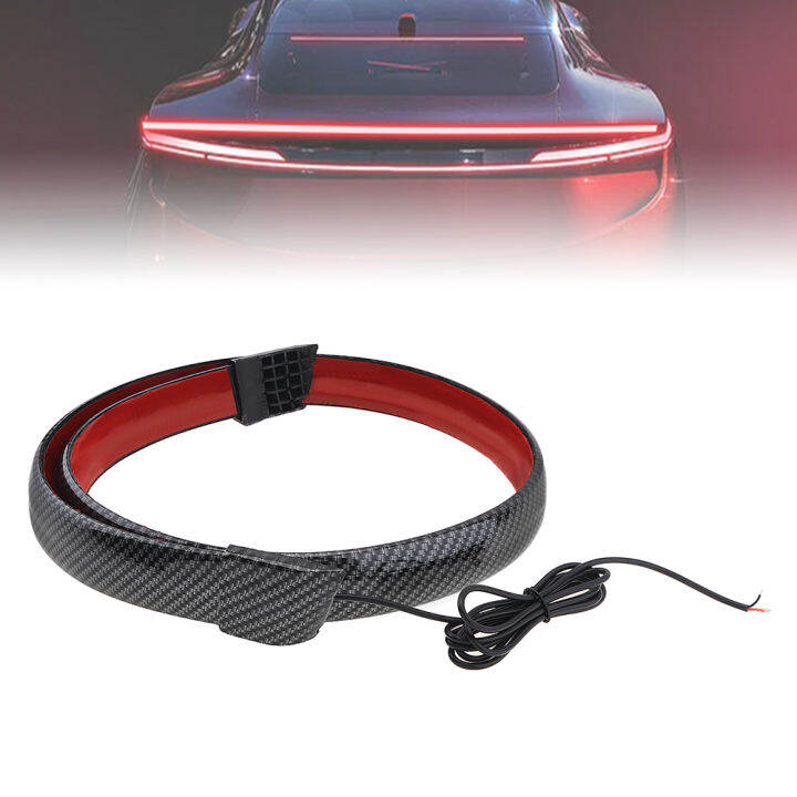12V Universal Car Spoiler Spoilers Brake Lights Carbon Fiber Automotive