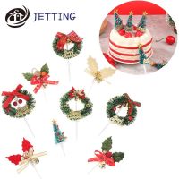 5Pcs Christmas Fruit Fork Food Grade Plastic Wreath Leaf Christmas Tree Xmas Decor Cake Toothpick Party Decor Bento Lunch Bento