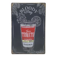 ป้ายสังกะสีวินเทจ Bloody Mary Cocktail, ขนาด 20x30 ซม