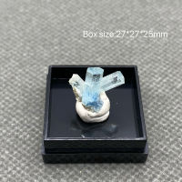 100 ธรรมชาติ Namian Aquamarine หยาบคริสตัลหินแร่ตัวอย่าง + กล่องขนาด: 27*27*25Mm