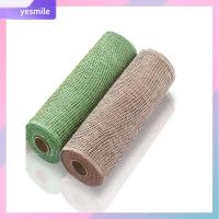 YESMILE 2 Rolls 10นิ้วค่ะ ตาข่ายตกแต่งผ้ากระสอบ สีเขียวและผ้าลินิน 2สีค่ะ ริบบิ้นตาข่ายตกแต่ง งานฝีมืองานประดิษฐ์ 10หลา ห่อริบบิ้น สำหรับพวงหรีดฤดูใบไม้ผลิ