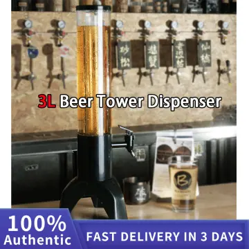 3L Beer Tower Dispenser w/ 3 nozzles/Taps Cold Drinks Juice