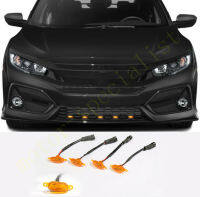 5x LED Car Front Grille LED Amber Light Raptor Style Light Kit Decor W Wire Speed For Honda Civic Hatchback 2020-2021