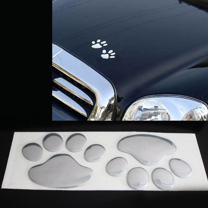 สติ๊กเกอร์ติดรถ-เท่ห์-ออกแบบ-อุ้งเท้า-3d-สัตว์-หมา-แมว-หมี-รอยเท้า-รูปลอก-สติ๊กเกอร์รถ-สีเงิน-ทอง-อุปกรณ์เสริมในรถยนต์