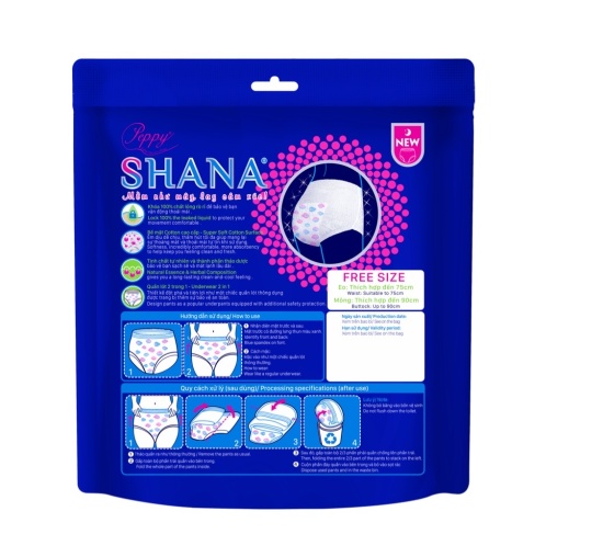 Hcmcombo 6 gói băng vệ sinh quần cao cấp shana dùng ban đêm 2 miếng gói - ảnh sản phẩm 2