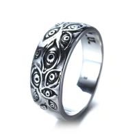 Punk Fashion Rings for Women Men Retro Hip Hop Personality Ring Engraved Demon Eye Retro Hipster Ring Hollow Cross Rings