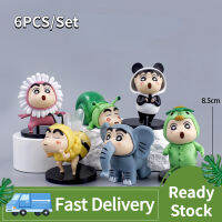 6ชิ้น/เซ็ตอะนิเมะ Crayon Shin-Chan ตุ๊กตาเครื่องประดับทำด้วยมือตกแต่งหน้าเค้ก Hiasan Mobil