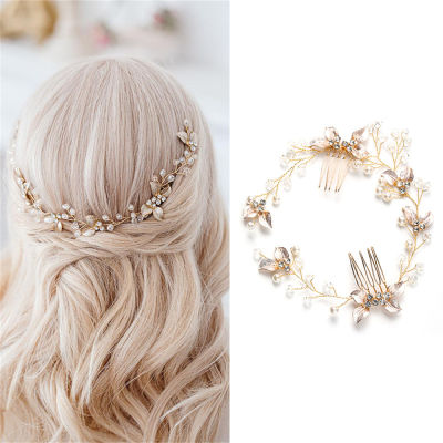 Bridal Tiaras Hair Vine Accessories Diamante Pearl Crystal Wedding Hair Comb Hairbands Bridesmaid