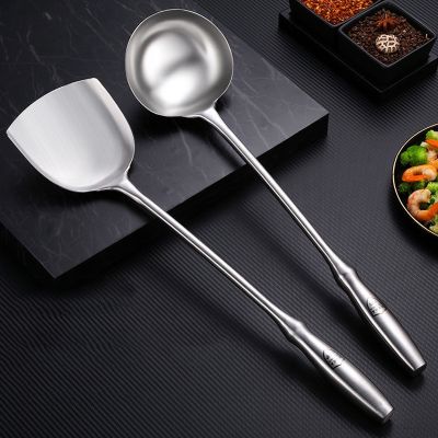 Long Handle 304 Stainless Steel Wok Spatula Kitchen Slotted Turner Rice Spoon Ladle Kitchenware Utensil Set utensilio cocina
