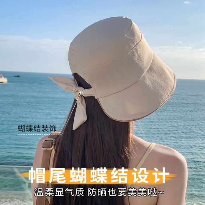 cod-upf50-sun-protection-fisherman-hat-womens-summer-uv-plain-bucket-outdoor-face-sunshade