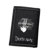 Dompet Kanvas Anime Death Note Pria Gaya Kasual Dompet Pria Ritsleting Pendek Koin Tempat Kartu untuk Remaja Pria