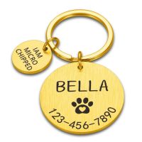 ❈♀▣ Engraved Dog Pet ID Tag Personalized Name Phone Bone Flower Pet ID Name for Cat Puppy Dog Tag Pendant Keyring Pet Accessories