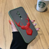 เคส PMP สำหรับ OnePlus 7T OnePlus 7T Pro การ์ตูนกวางแดงขอบเคสนิ่มใส่โทรศัพท์มีน้ำค้างแข็งโปร่งใสแข็งกันกระแทกคลุมทั้งหมดเคสป้องกันกล้อง