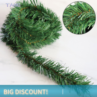 ?【Lowest price】TANG คริสต์มาสสีเขียวหญ้าพวงหรีดสนเข็มฟางริบบิ้นเครื่องประดับ Garland