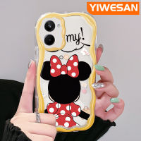 YIWESAN เคสสำหรับ Realme 10เคสลายมินนี่น่ารักเคสขอบครีมเคสโทรศัพท์โปร่งใสนิ่มกันกระแทกทนทานต่อการขีดข่วนฝาครอบป้องกันเลนส์กล้องถ่ายรูปซิลิก้าเจลป้องกันการตกหล่น