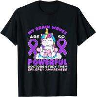 Epilepsy Awareness Cute Unicorn Purple Ribbon Fun Gift T-Shirt