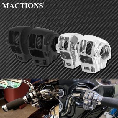 2X Motorcycle Switch Housing Cover Handlebar Switch Case BlackChrome For Harley Touring Road King Tri Electra Glide 1996-2013