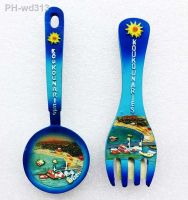 Greece Santorini Spoon Fork 3D Fridge Magnet World Travel Souvenir Refrigerator Magnetic Stickers Home Decoration