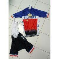 (Powerband) สับปะรดผ้าผู้ชาย Pilipinas ขี่จักรยานย์ชุดแขนสั้นจักรยานย์9D PAD Bibshorts