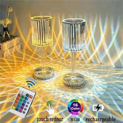 Crystal Table Lamp Touch Remote Control Acrylic Night Lamp Rechargeable Bedside Lamp LED Night Light Room Lights Home Decoration